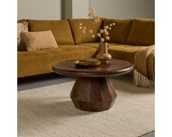 Salontafel Rijsel - Mangohout - Donkerbruin - 75x42x75 cm (BxHxD) - Kolompoot