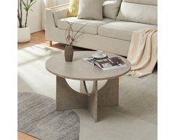 Salontafel Rindal rond betonkleurig licht 80x41,5 cm [en.casa]