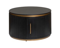 Salontafel Rivello rond mangohout 80x80x45 cm - Zwart & brass