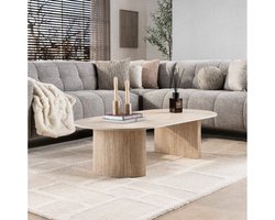 Salontafel Romano Arch ovaal - 3D Travertin keramiek - 135x70x42 cm - Beige - Japandi