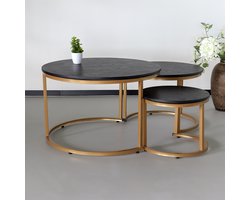 Salontafel rond 3 delig Kiki goud bijzettafel industrieel side table