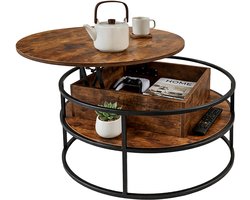 Salontafel - rond - 46xØ80 cm - bruin-zwart