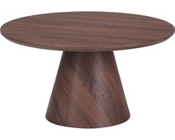 Salontafel rond 80 cm - Donker walnoot hout effect - Conische poot - Japandi stijl - MANON