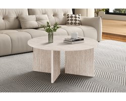 Salontafel Rond – Beige – Travertin Look – Ø90 cm