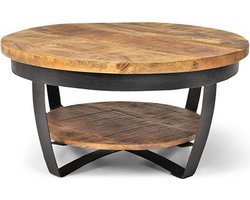 Salontafel rond - bijzettafel - - 45 x 90 x 90 cm - mangohout - bijzettafel Industriële look