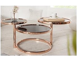 Salontafel Rond - Bijzettafel Decoratief - Woonkamer Inrichten - Art Deco Stijl - 55-155 cm Breed - Koper Zwart