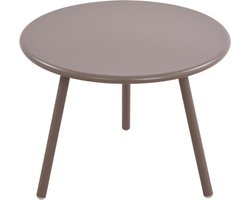 Salontafel Rond - Bijzettafel Tuin - Buiten Ontspannen - Gerecycled Materiaal - 60x60x45 cm - Taupe