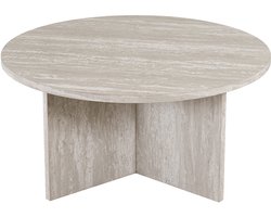 Salontafel Rond – Grijs – Travertin Look – Ø90 cm