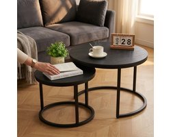 Salontafel rond - Hout Print – Table basse - industrieel Ø70cm & 50cm