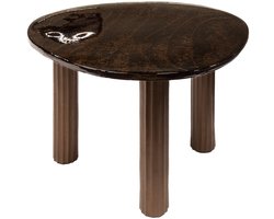 Salontafel Rond Koper (70x59x45cm) - Bijzettafeltjes Woonkamer - Bijzettafels Rond Koper - Antieke Ronde Tafel - Salontafel Industrieel Koper - Decoratie Salontafel - Salon Tafel Industrieel & Landelijk - Grote & Kleine Tafel