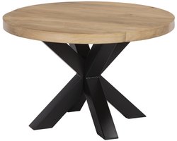 Salontafel rond lichtbruin mangohout 70cm Jesse side table industrieel bijzettafel mango hout duurzaam