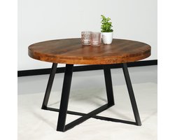 Salontafel rond mangohout Teun bruin side table industrieel bijzettafel mango hout