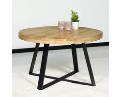 Salontafel rond mangohout Teun lichtbruin side table industrieel bijzettafel mango hout duurzaam