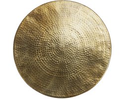 Salontafel rond Ø 59x30,5 cm Goud gemaakt van aluminiumlegering met hamerslagafwerking WOMO-DESIGN
