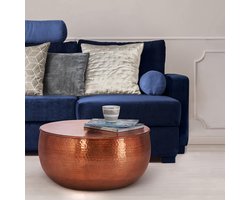 Salontafel rond Ø 59x30,5 cm koper van aluminiumlegering met hamerslag WOMO-DESIGN
