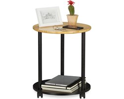 salontafel rond - op wieltjes - klein - modern - bamboe - woonkamer