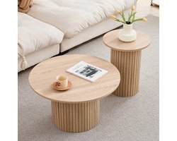 Salontafel Rond - Salon Tafel set van 2 - Hout - Scandinavische Stijl
