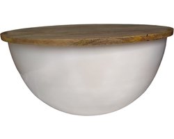 Salontafel Rond Wit - Industrieel Design - Mangohout 88 cm - NIDI XL