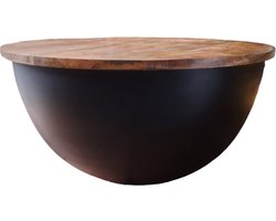 Salontafel Rond Zwart - Industrieel Design - Mangohout 88 cm - NIDI XL