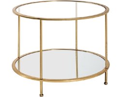 Salontafel - Ronde tafel - Spiegel blad - Goud gelakt metaal - 60Ø x 45 cm