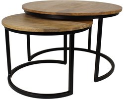 Salontafel Ronin - ø70 cm - mangohout/ijzer - set van 2