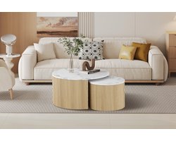 Salontafel 'Rowan' Rond Decor Marmer Beige