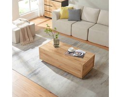 Salontafel-Salontafel met 2 lade- Woonkamertafel-104 x 50 x 40 cm- Eik.