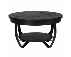 Salontafel Sandy zwart 70 cm - industrieel - duurzaam - massief - hout van Mangohout - Bijzettafel - Ronde Tafel - Eettafel