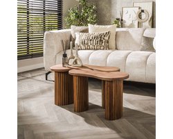 Salontafel set 2-delig | 80 x 45 cm | bijzettafels | acaciahout | organisch design