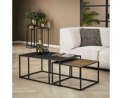 Salontafel set 2 rechthoek iron metallic brons goud met zwart