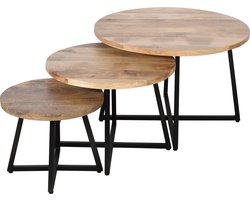 Salontafel set-3 stuks-Mangohout-Koloniaal Teakhuis