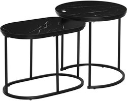 Salontafel Set - Bijzettafels - Decoratie en Opslag - Stapelbaar - Set van 2 - Zwart