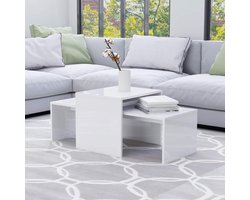 Salontafel Set - Bijzettafels Stapelbaar - Woonkamer Inrichten - Hoogglans Afwerking - 100 x 40 cm - Wit