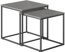 Salontafel set - Bijzettafels - Woonkamer inrichten - Ruimtebesparend nesting - 50 x 50 cm - Beton zwart