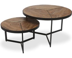 Salontafel set India Magnolia - Rond - 70x70cm - Hoogte 40 cm