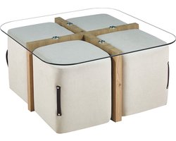 Salontafel set Kaat Eiken - MDF - Vierkant - 90x90 - Hoogte 45 cm