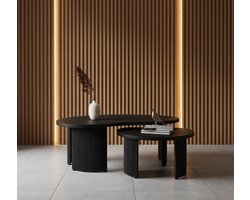 Salontafel Set Mangohout Zwart 2-delig | Industrieel Design | Handgemaakte Organische Vorm | Industrialhome Timon Lounge Tafels