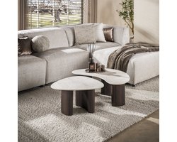 Salontafel set van 2 | 88 x 54 x 35 cm | bijzettafels, soll | bruin | organisch design | 3D keramieklook