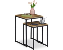 salontafel set van 2 - industrieel - vierkant - metaal - 2 groottes - woonkamer