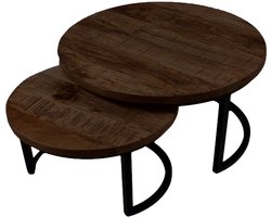 Salontafel Set van 2 - Industriële Salontafelset Bart - Espresso Mangohout