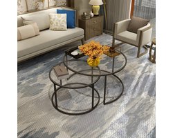 Salontafel set van 2 Kokkola transparant en zwart [en.casa]