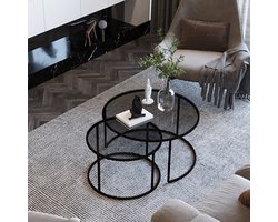 Salontafel set van 2 Kokkola zwart en transparant