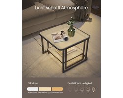 Salontafel set van 2 met LED-licht, wolkwit en inktzwart