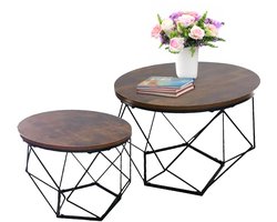 Salontafel - set van 2 - Ø 50 en 40 cm - rond - industrieel