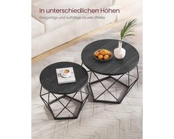 Salontafel set van 2 rond 50x40x40 cm – Vintage bijzettafel met afneembaar tafelblad, metalen frame, industrieel design greige-zwart – Woonkamertafel / koffietafel – Urbanhome