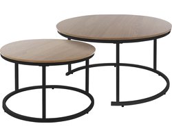 Salontafel set van 2 zwart hout decor met metalen frame ML design