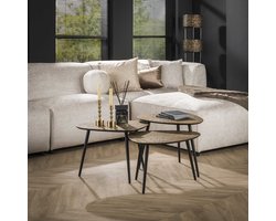 Salontafel set van 3 | 58 cm | bijzettafels | driehoekig | metallic antiek brons goud | metaal | modern