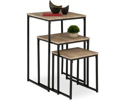 salontafel set van 3 - industrieel - 3 groottes - vierkant - metaal - woonkamer