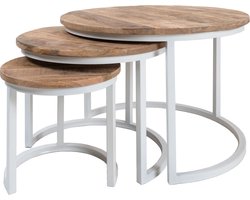 Salontafel Set van 3 - Industriële Salontafelset Erjan - Wit