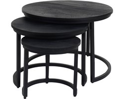 Salontafel Set van 3 - Industriële Salontafelset Erjan - Zwart blad